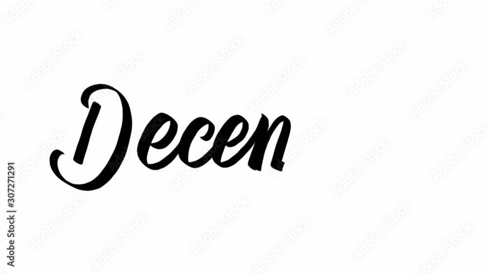 The month of December is being written in calligraphy. Black script letters isolated on white background. The month of December is being written in calligraphy. Black script letters isolated on white background.