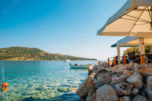 Obraz na płótnie Adriatic beach at summer in Primosten, Croatia w salonie