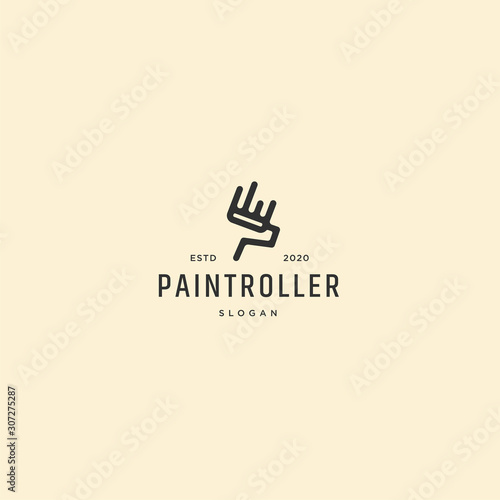 Retro vintage paint roller logo