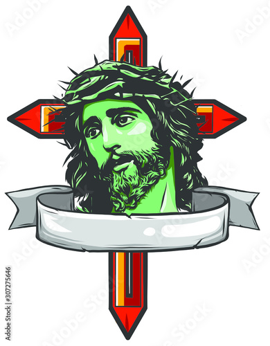 Jesus Christ face, art vector design illustration photo