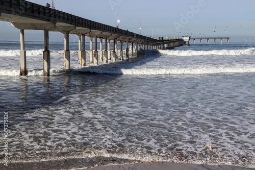 High Tide at Ocean Beach Pier in San Diego