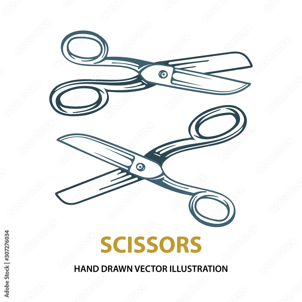 Scissor icon in doodle sketch lines tailor Vector Image