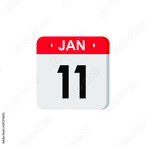 January 11 Calendar Daily Icon. Illustration Emblem. Element of Design for Decoration Office Documents and Applications. Logo of Day, Date, Month and Holiday. New Year.