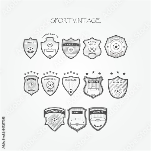 set of football (soccer) crests and logos. vector illustration