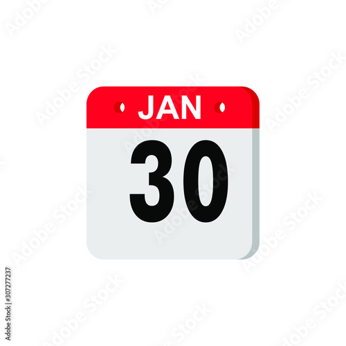 January 30 Calendar Daily Icon. Illustration Emblem. Element of Design for Decoration Office Documents and Applications. Logo of Day, Date, Month and Holiday. New Year.