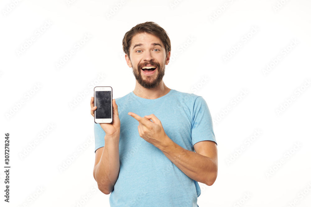 young man with mobile phone young man with mobile phone