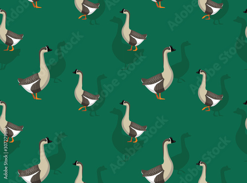 Fototapeta Naklejka Na Ścianę i Meble -  Geese Walking Bird Cartoon Seamless Background Wallpaper-01