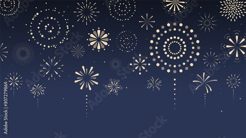 Fireworks, firecracker at night. Cartoon style. Vector illustration.