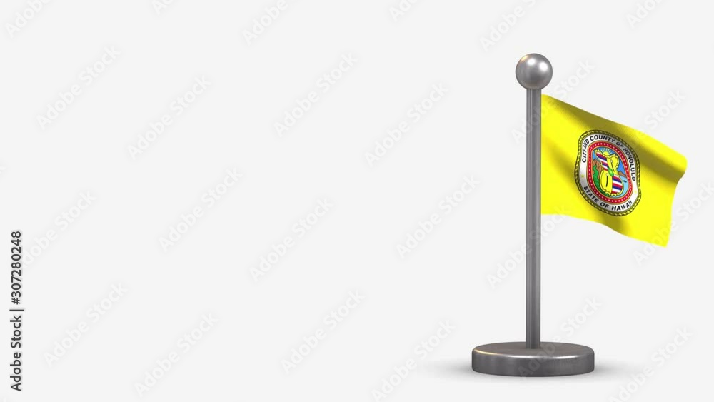 Honolulu Hawaii 3D waving flag animation on tiny flagpole. Honolulu Hawaii 3D waving flag animation on tiny flagpole.