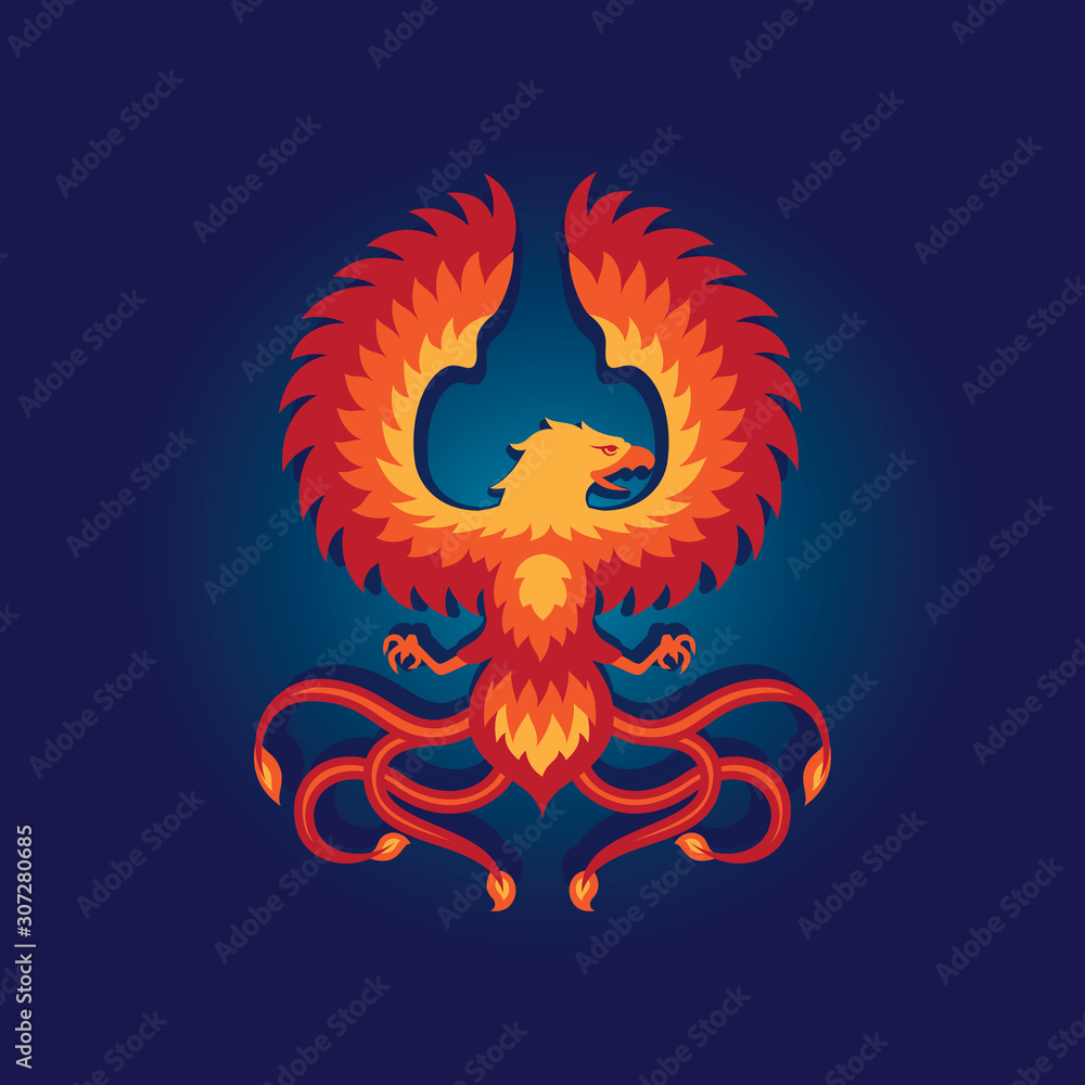 Phoenix in trendy color logo design inspiration. Phoenix in trendy color logo design inspiration.