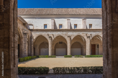 Inner courtyard of gothic monastery centre del carme Valencia, Spain