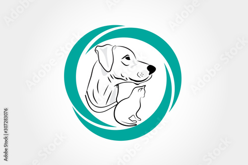 Logo dog and cat veterinary symbol icon identity business card vector