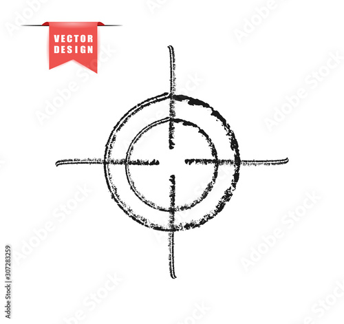 The crosshair effect of charcoal, chalk. Hand drawing with a brush. silhouette, grunge. Target, aim. Vector elements on isolated background.