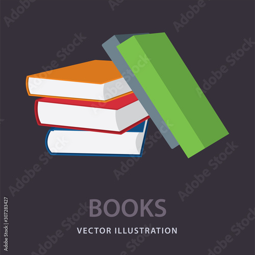 Books stack vector illustration set. Pile of books. Hardback books composition. Part of set.