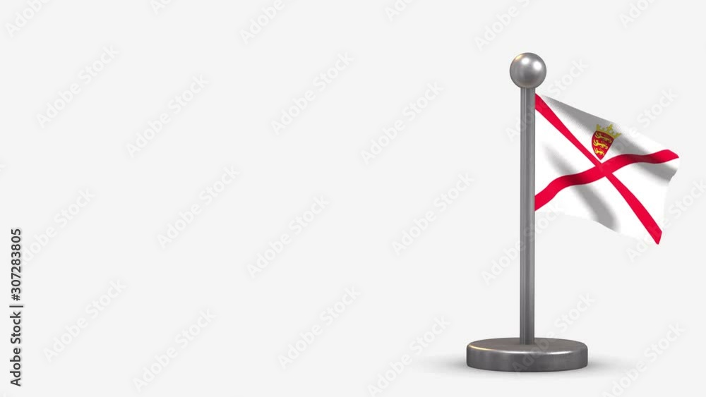 Jersey 3D waving flag animation on tiny flagpole. Jersey 3D waving flag animation on tiny flagpole.