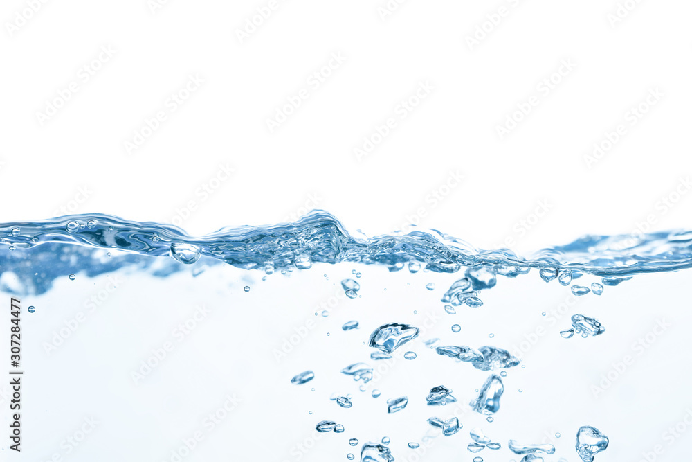 Water splash. Aqua flowing in waves and creating bubbles. Drops on the water surface feel fresh and clean. isolated on white background. Water splash. Aqua flowing in waves and creating bubbles. Drops on the water surface feel fresh and clean. isolated on white background.