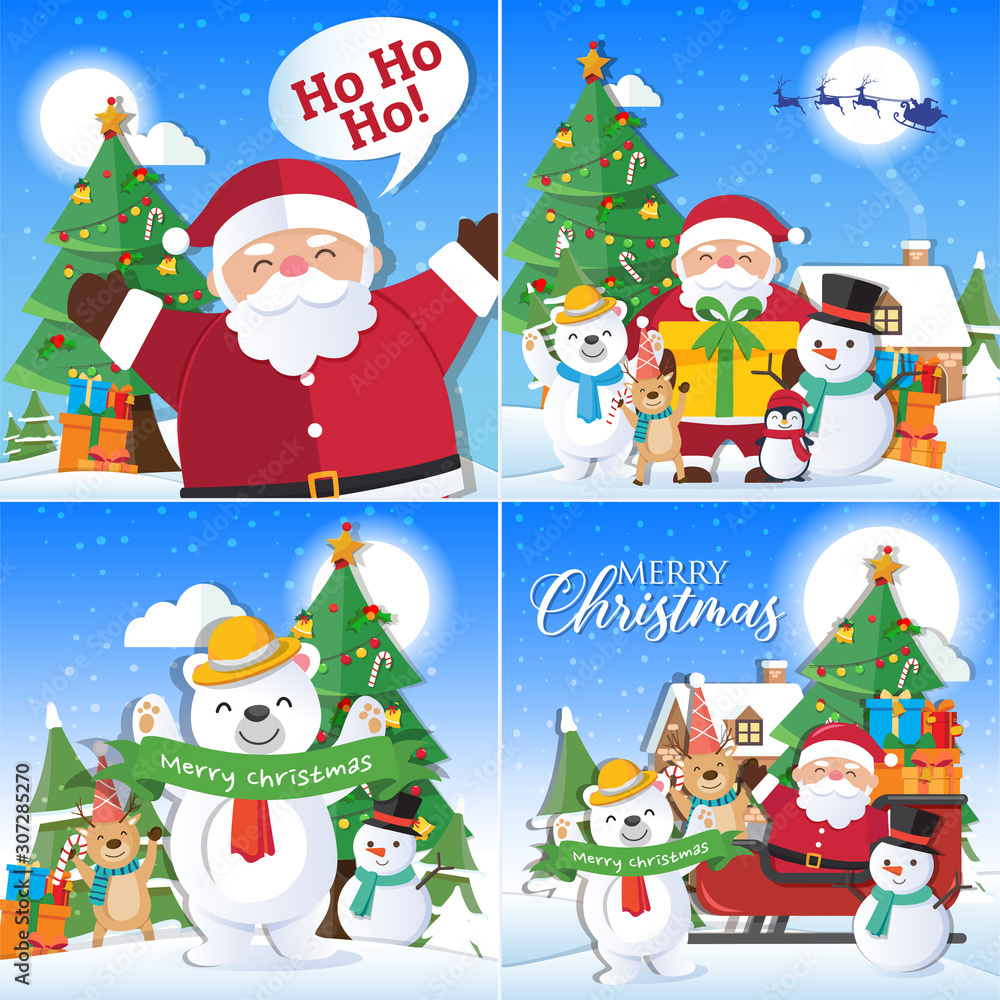 Fototapeta premium Christmas background with Santa Claus and Merry Christmas