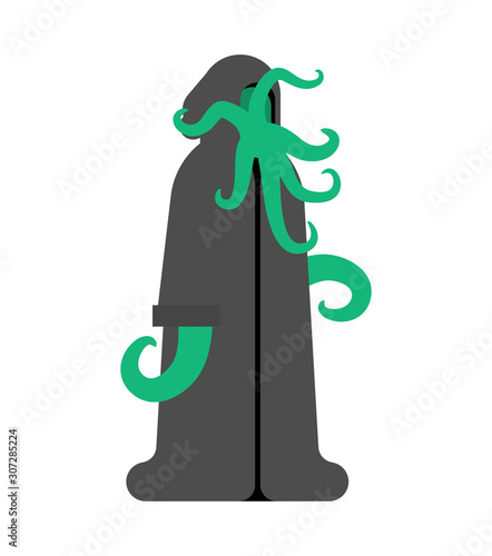 Cult Cthulhu follower. Monk octopus with tentacles and in cassock
