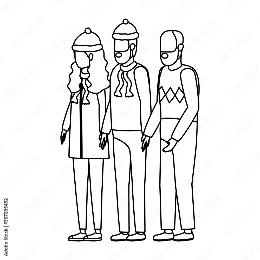 cute grandfather with young couple using christmas hat cute grandfather with young couple using christmas hat