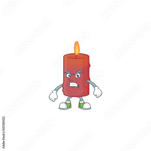 Red candle cartoon character style with angry face