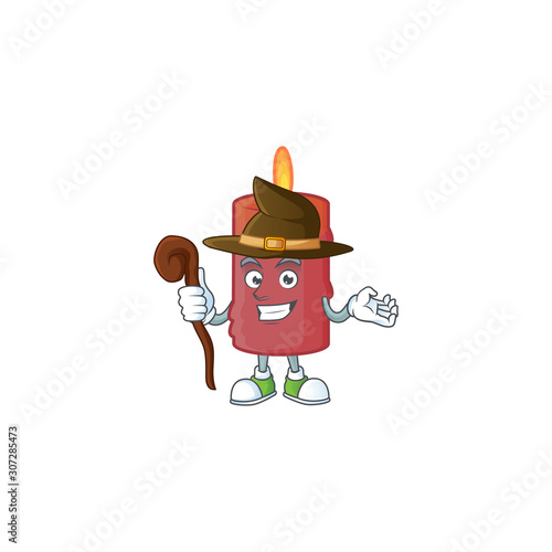 Happy Halloween Witch red candle cartoon character style