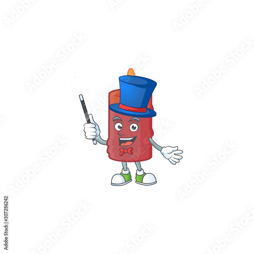 Cartoon character of red candle Magician style