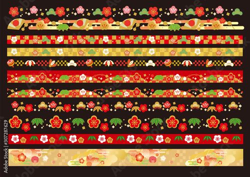 年賀　帯　イラスト素材