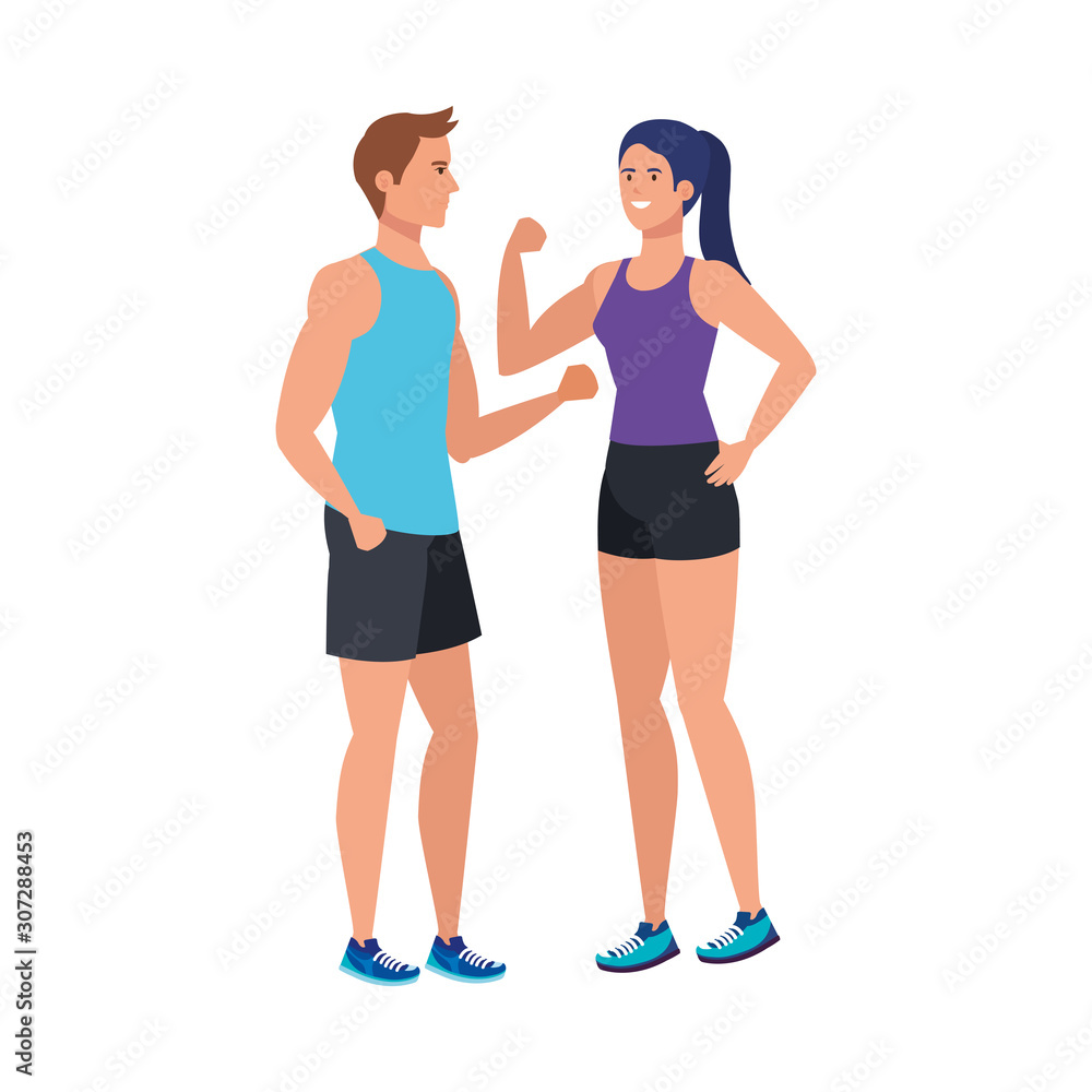 young couple athlete avatar character vector illustration design young couple athlete avatar character vector illustration design