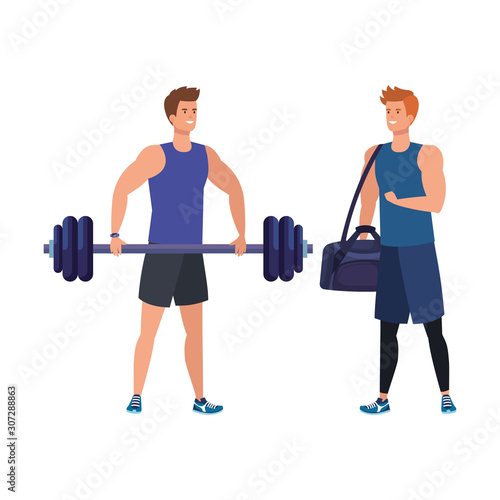 young men athlete avatar character vector illustration design