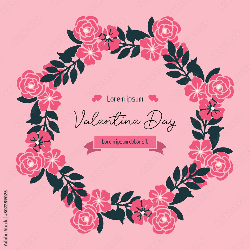 Valentine day banner, with beautiful pink flower frame. Vector Valentine day banner, with beautiful pink flower frame. Vector