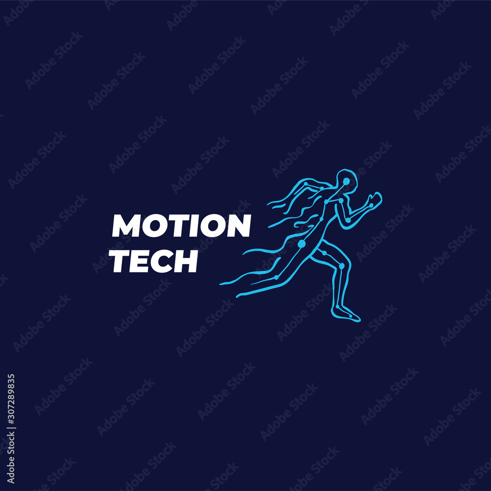 Obraz premium Running man from high technology component logo concept