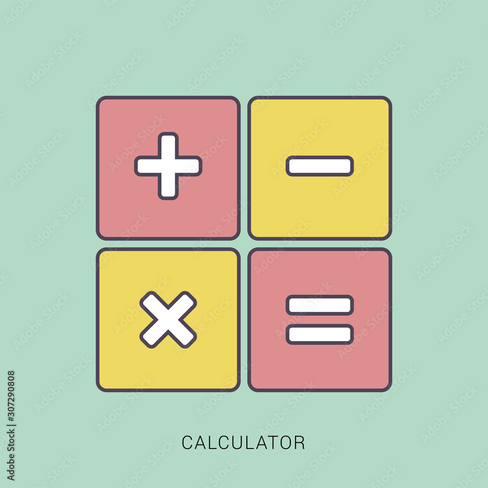 Flat Calculator icon Vector Illustration. Red and green color with outline concept. Flat Calculator icon Vector Illustration. Red and green color with outline concept.