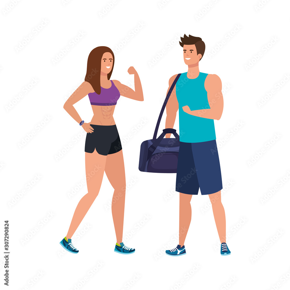 young couple athlete avatar character vector illustration design young couple athlete avatar character vector illustration design
