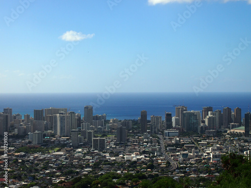 Aerial of Honolulu, Makiki, Waikiki, Buildings, parks, hotels and Condos © Eric BVD