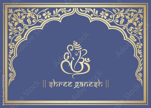 Ganesha, wedding card, royal Rajasthan, India	
