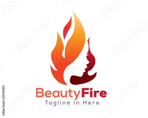 Beauty face fire logo design inspiration