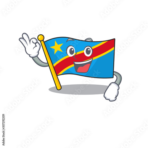Sweet flag democratic republic cartoon character making an Okay gesture