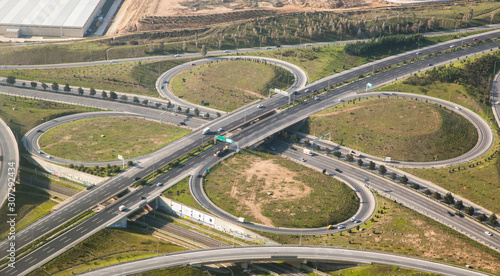 Aerial view of a classic clover leaf transport intersection - Izmir, Turkey