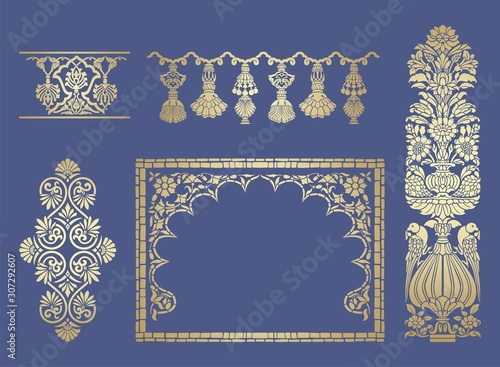 traditional paisley floral pattern, textile , Rajasthan, royal India	