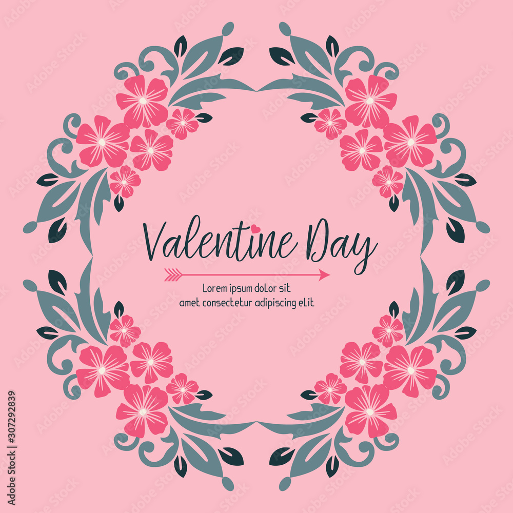 Greeting card template of valentine day, with seamless leaf flower frame. Vector Greeting card template of valentine day, with seamless leaf flower frame. Vector