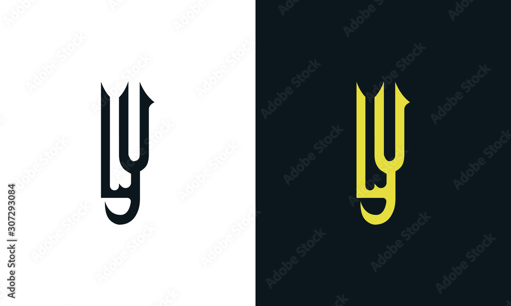 Minimalist luxury line art letter IY logo. This logo icon incorporate ...