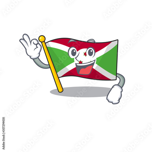 Sweet flag burundi cartoon character making an Okay gesture