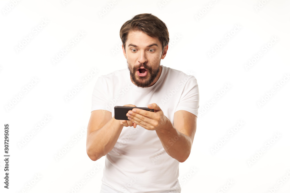 young man with mobile phone young man with mobile phone