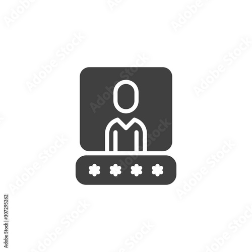 User account password vector icon. filled flat sign for mobile concept and web design. Username password glyph icon. Data authorization symbol, logo illustration. Vector graphics