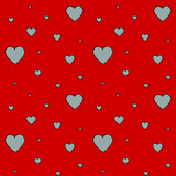 seamless background with hearts, grey heart on red background 