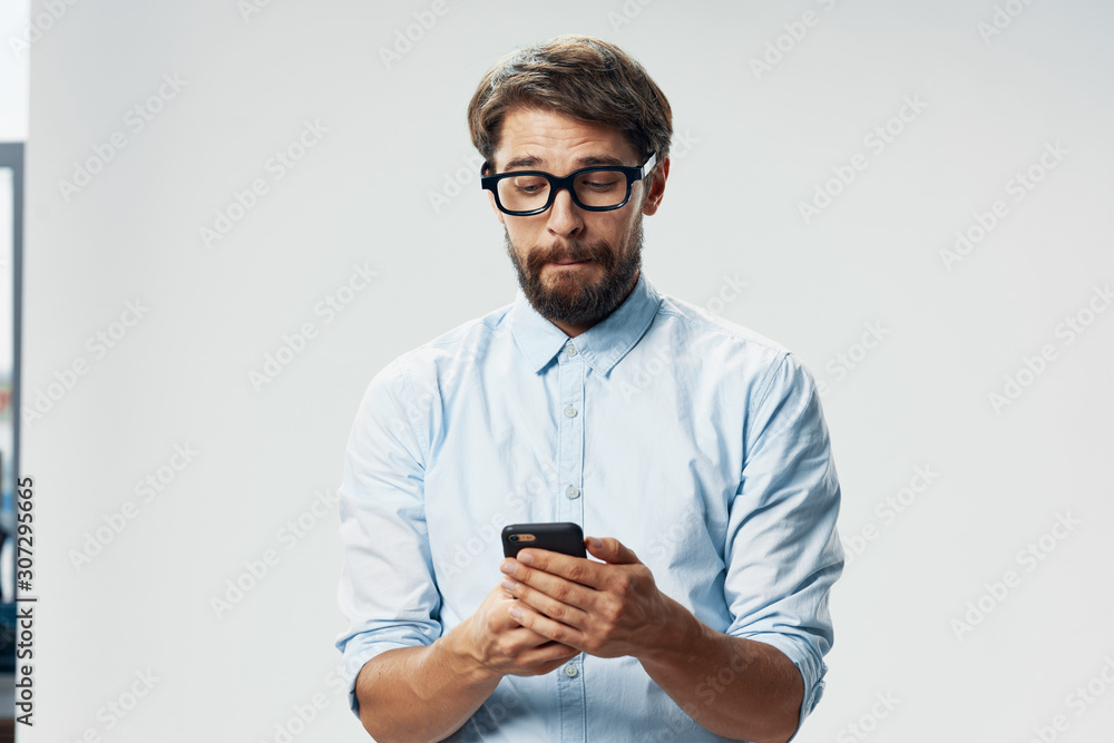 young man with mobile phone young man with mobile phone