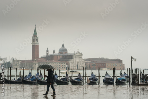 view to San Giorgio Maggiore Venice during aqua alta © Csák István