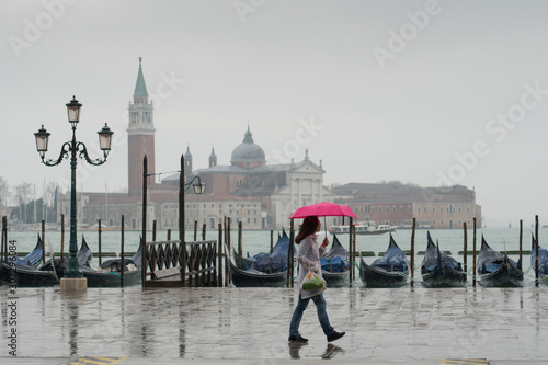 view to San Giorgio Maggiore Venice during aqua alta