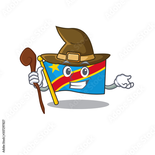Happy Halloween Witch flag democratic republic cartoon character style