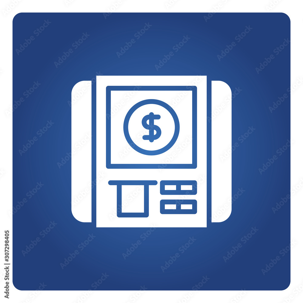 ATM, automated teller machine in blue background ATM, automated teller machine in blue background
